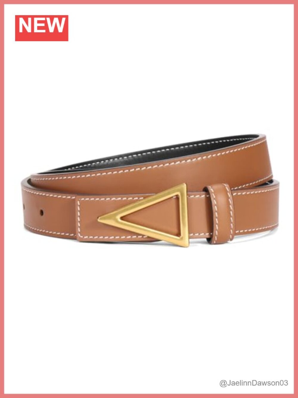 Reversible Leather Belt Women Gold Plated Triangle Buckle Adjustable Waist